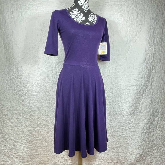 🔥NWT Lularoe Nicole Fit Purple Flare Skirt Stretch Women’s Size XS - Picture 3 of 14